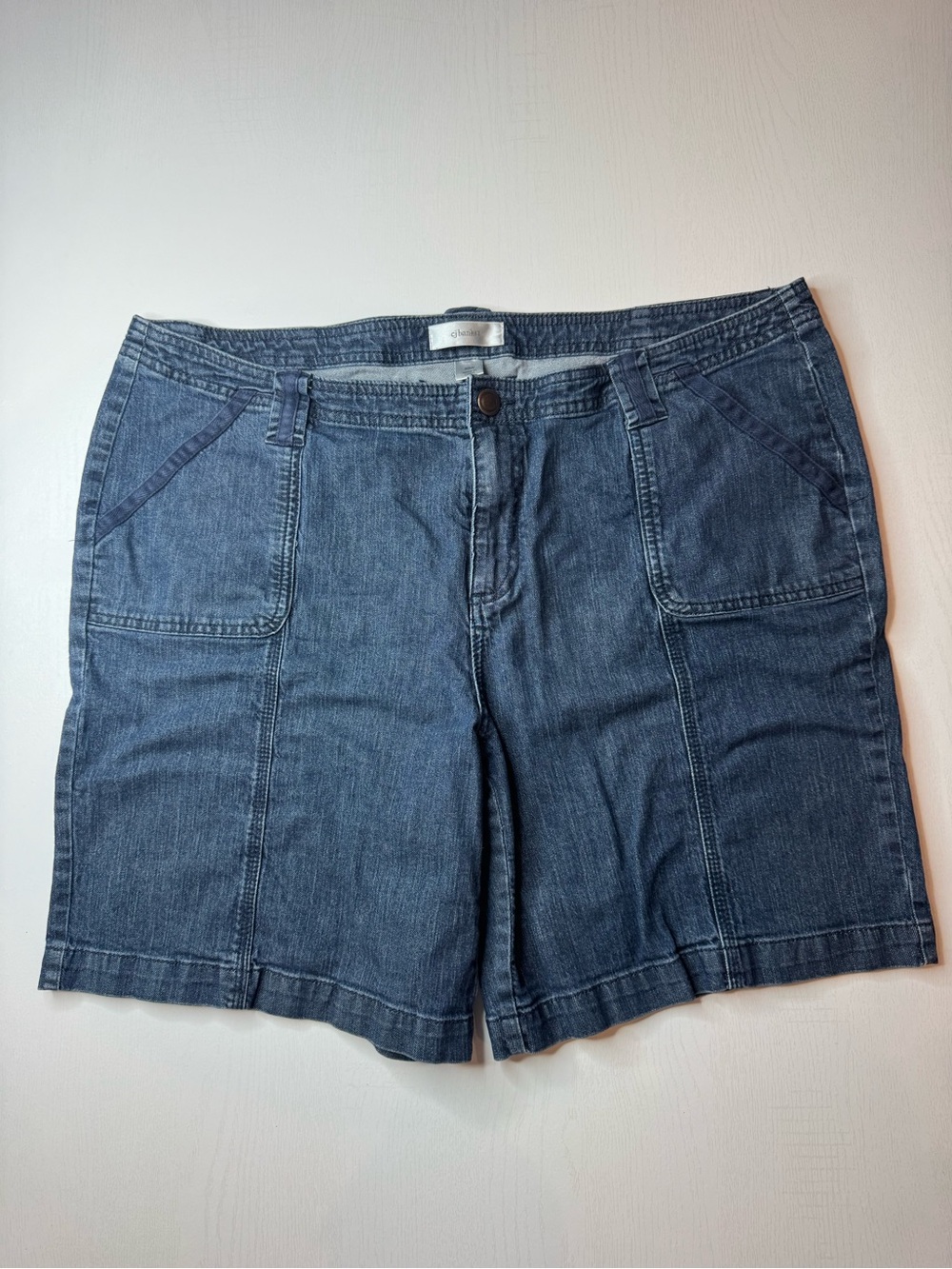 CJ Banks Dark Wash Denim Utility Shorts Jorts Size 20W